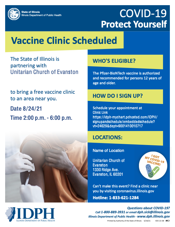 Illinois Department of Public Health Vaccine Clinic Scheduled